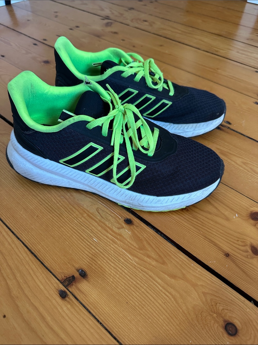 Adidas Black and Neon Green Size 8 Men’s Sneakers